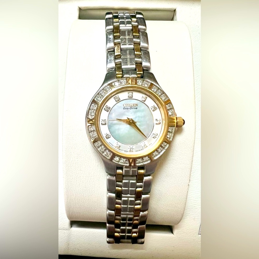 Citizen Silver and Gold Luxury Watch with Diamond Accents
